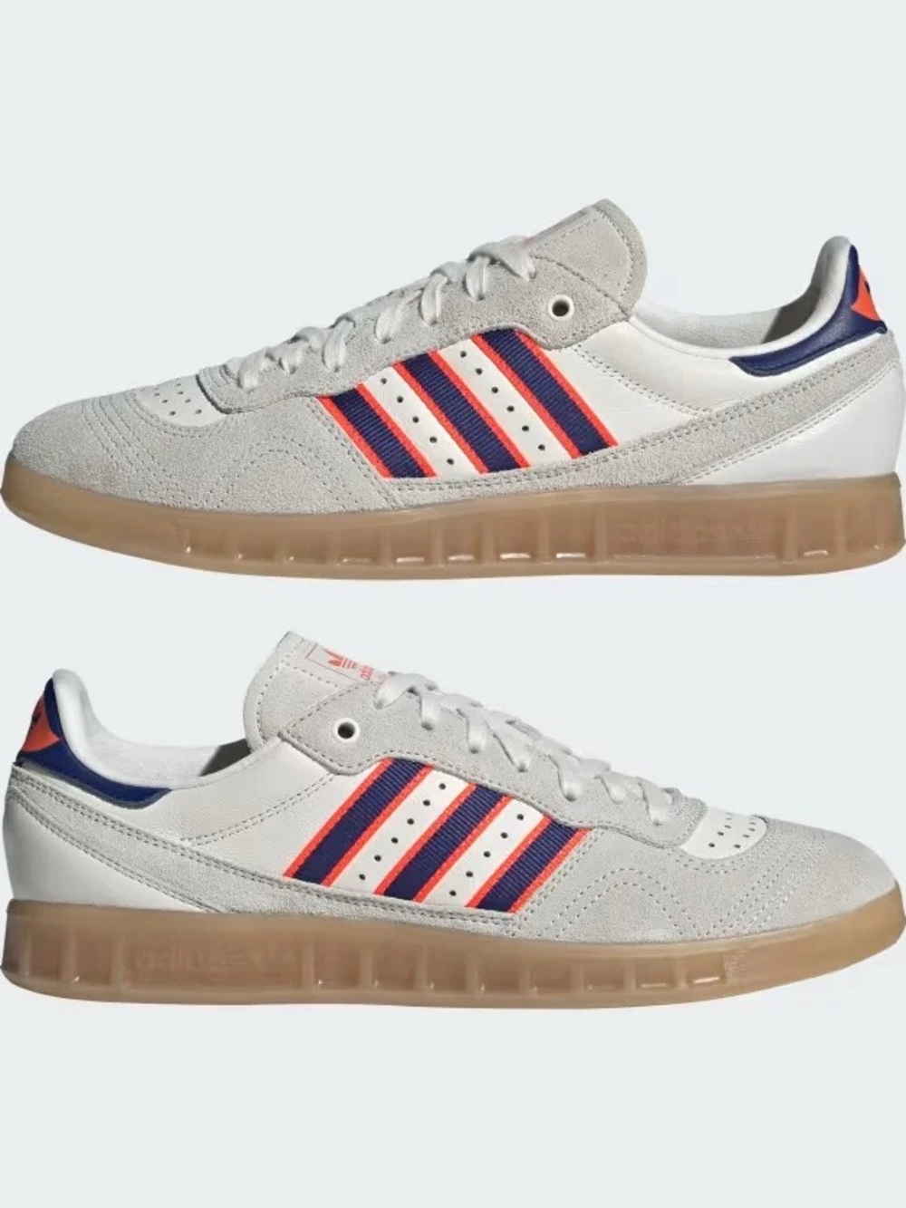 adidas Handball Top rm White & suede Sneakers with Navy and Orange Stripes